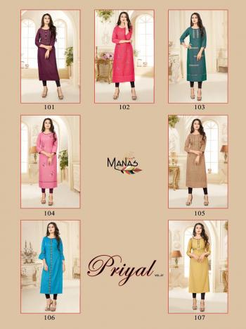 Manas Priyal vol 7 Rayon Casual wear kurtis wholesaler