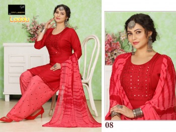 Manjeera Laddu Rayon kurtis with Patiyala and Dupatta catalog