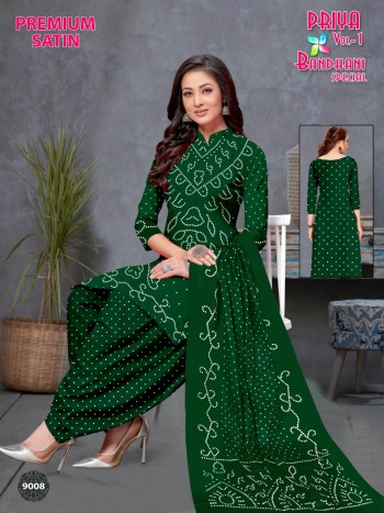 MF Bandhani Special Priya vol 1 Cotton Satin bandhej dress