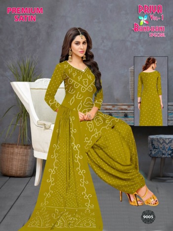 MF Bandhani Special Priya vol 1 Cotton Satin bandhej dress