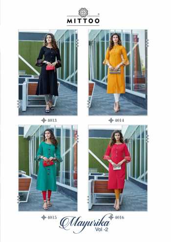 Mittoo Mayurika vol 2 Rayon Kurtis catalog wholesaler