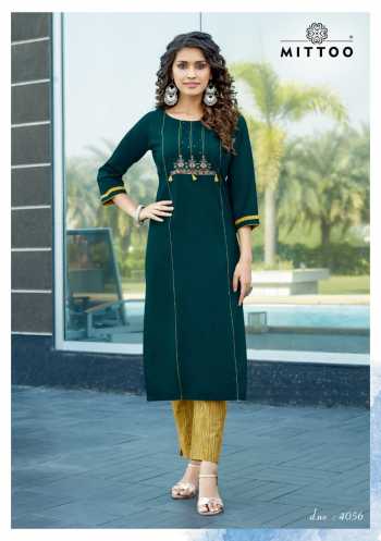 Mittoo Mohini vol 5 Rayon kurtis with Pant wholesaler