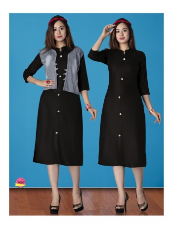 Morocco Rayon kurtis with denim koti wholesale Price