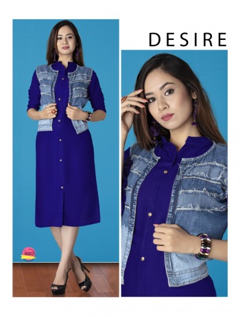 Morocco Rayon kurtis with denim koti wholesale Price