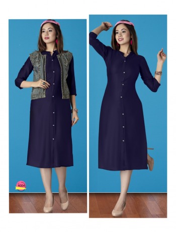 Morocco Rayon kurtis with denim koti wholesale Price