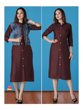 Morocco Rayon kurtis with denim koti wholesale Price