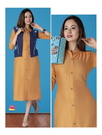 Morocco Rayon kurtis with denim koti wholesale Price