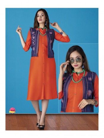 Morocco Rayon kurtis with denim koti wholesale Price