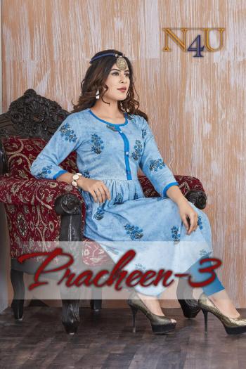 n4u pracheen vol 3 Rayon Kurtis wholesaler