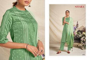 Nitara Bandhej Cotton Satin kurtis with pant and Dupatta catalog