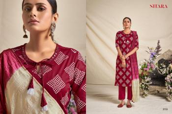 Nitara Bandhej Cotton Satin kurtis with pant and Dupatta catalog