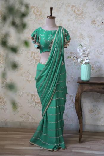 Non Catalog party wear Georgette Sequence Work Saree wholesaler