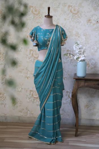 Non Catalog party wear Georgette Sequence Work Saree wholesaler