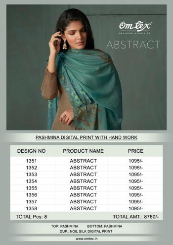 Omtex Abstract Pashmina Hand work Salwar Kameez wholesaler