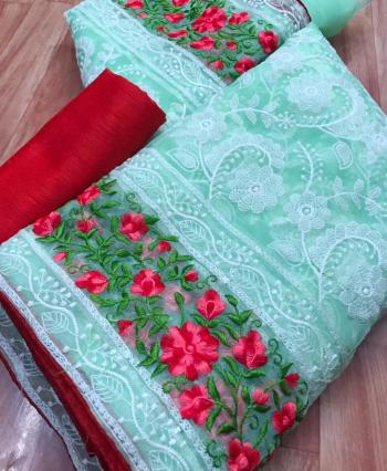 Organza Silk Lucknowi work Saree catalog wholesaler