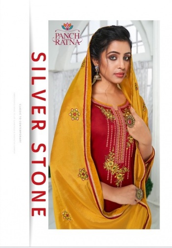 Panch Ratna Silver Stone Jam Silk Suits wholesaler