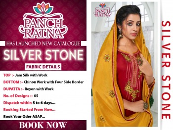 Panch Ratna Silver Stone Jam Silk Suits wholesaler