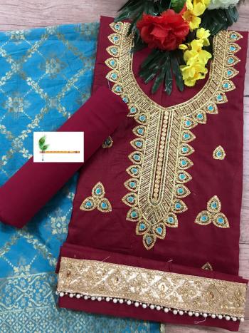 Pc Cotton Embroidered Dress with Jacquard Dupatta wholesale