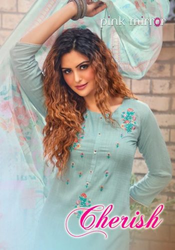 Pink Mirror Cherish Viscose Readymade Suits Catalog