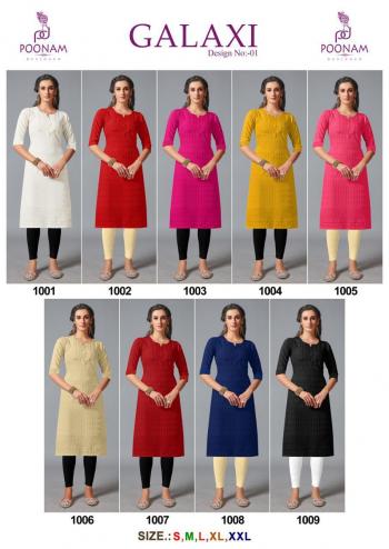 Poonam Designer Galaxi vl 1 Rayon Siffli work kurtis wholesaler