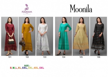 Poonam Designer Moonila Rayon kurtis wholesaler