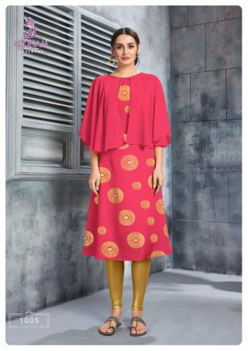 Poonam Designer Riwaz Soft Crepe Foil Print Kurtis wholesaler