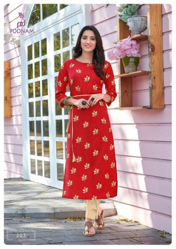 Poonam Designer Teen pati malai Crepe Foil Print kurtis wholesaler