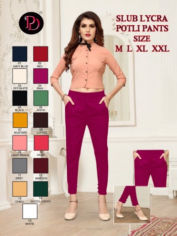 Poorvi Designer Rayon lycra Slub pant catalog wholesaler