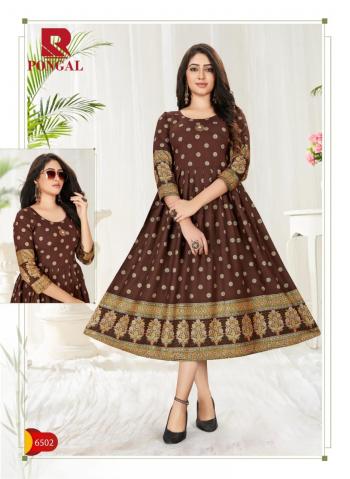 Raashi Pongal Rayon anarkali kurtis wholesaler