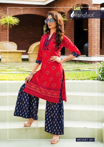 Rangjyot Magnet vol 3 kurtis with palazzo wholesaler