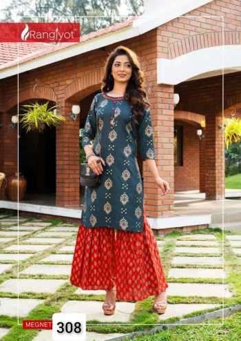 Rangjyot Magnet vol 3 kurtis with palazzo wholesaler