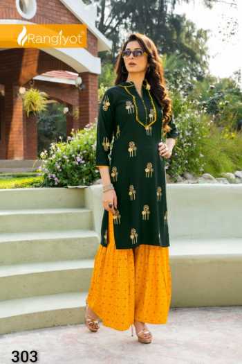 Rangjyot Magnet vol 3 kurtis with palazzo wholesaler