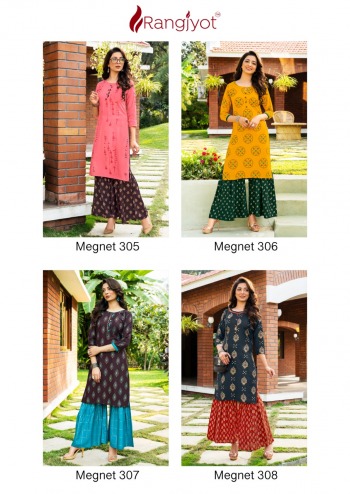 Rangjyot Magnet vol 3 kurtis with palazzo wholesaler