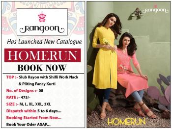 Rangoon Homerun Shifli work Rayon Daily wear kurtis