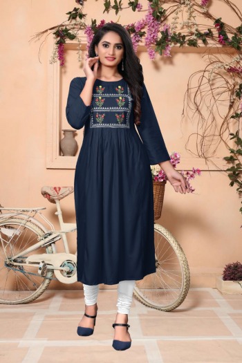 Rayon Embroidered Branded Kurtis wholesaler