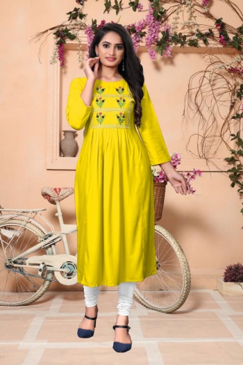 Rayon Embroidered Branded Kurtis wholesaler