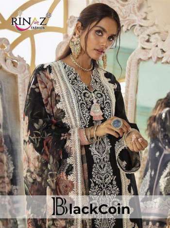 Rinaz Fashion Black Coin Cambric Cotton Pakistani Suits wholesaler