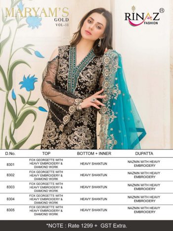 Rinaz Fashion Maryam Gold vol 11 Pakistani suits wholesaler