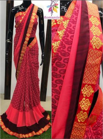 Romantic Georgette print Casual saree wholesale Price