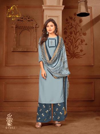 RT Surili Chinon Slub Kurtis with palazzo and Dupatta