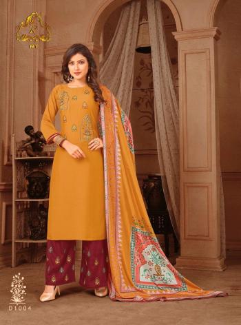 RT Surili Chinon Slub Kurtis with palazzo and Dupatta