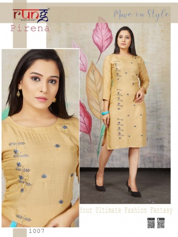 Rung Pirena Hand work regular wear kurtis wholesaler