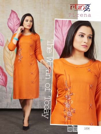 Rung Pirena Hand work regular wear kurtis wholesaler