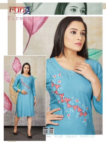 Rung Pirena Hand work regular wear kurtis wholesaler