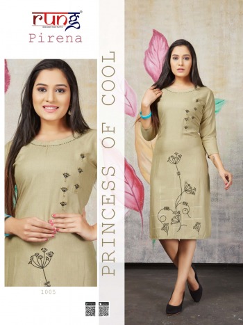 Rung Pirena Hand work regular wear kurtis wholesaler