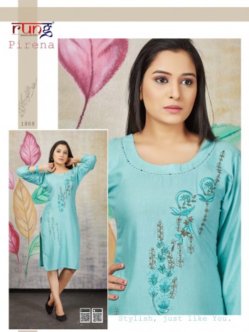 Rung Pirena Hand work regular wear kurtis wholesaler