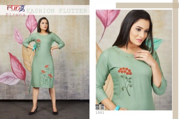 Rung Pirena Hand work regular wear kurtis wholesaler