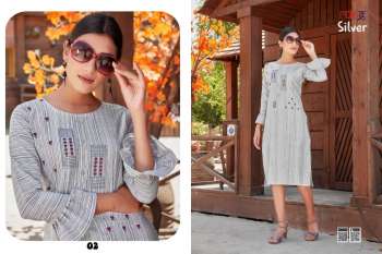 Rung Silver Rayon Casual wear kurtis wholesaler