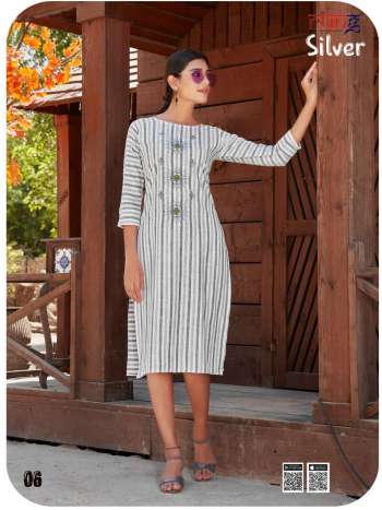 Rung Silver Rayon Casual wear kurtis wholesaler