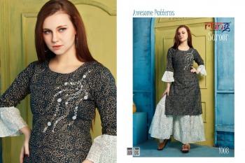 Rung Suroor Kurtis with Sharara catalog wholesaler